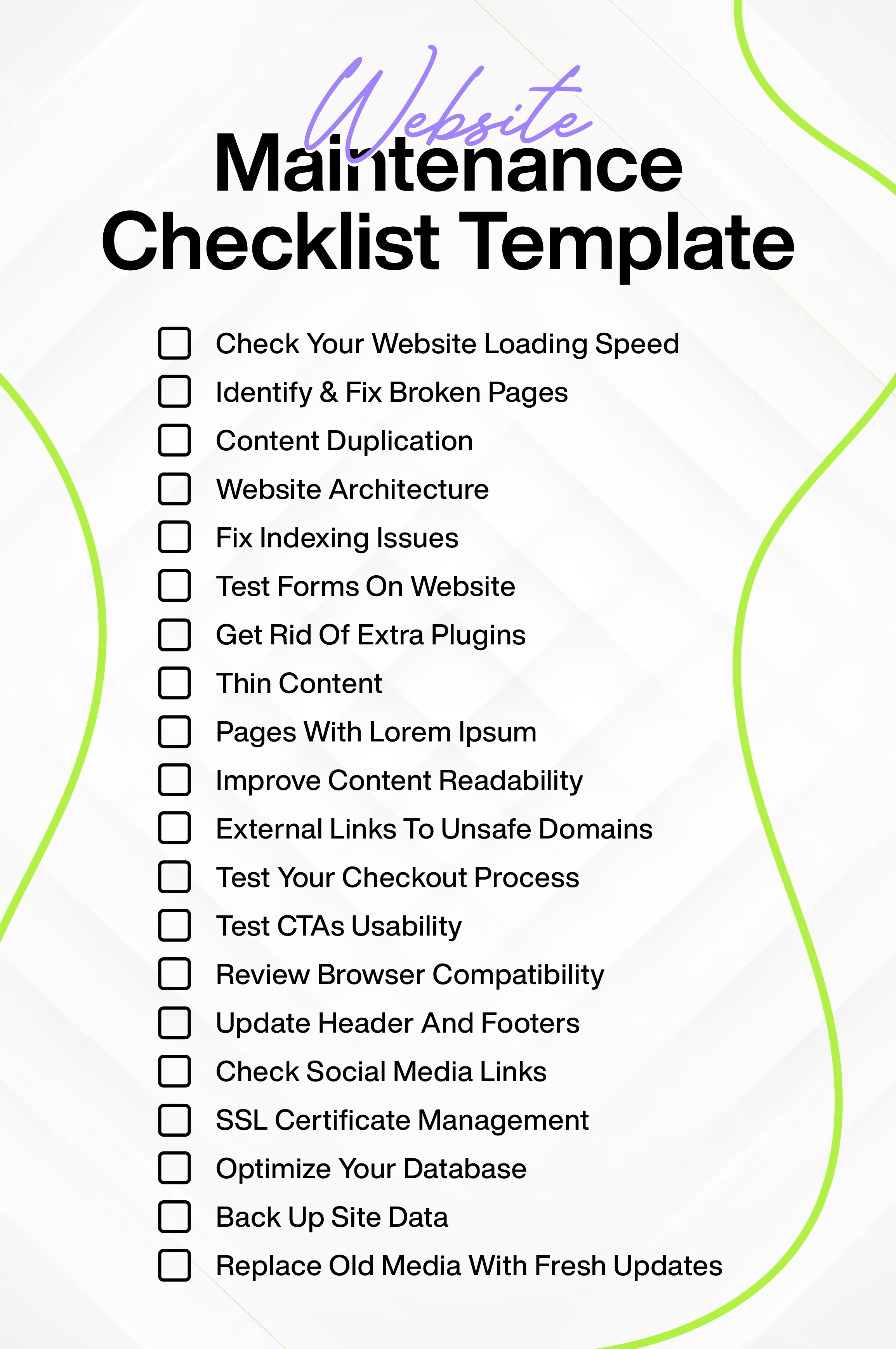 Website Maintenance Checklist Template